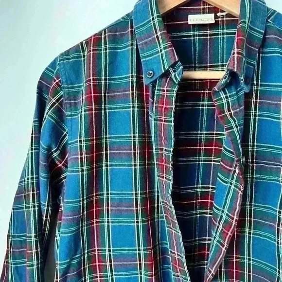 L.L. Bean Plaid Blue Button Down Preppy Prep Western Country Cotton Shirt Small - Picture 4 of 5